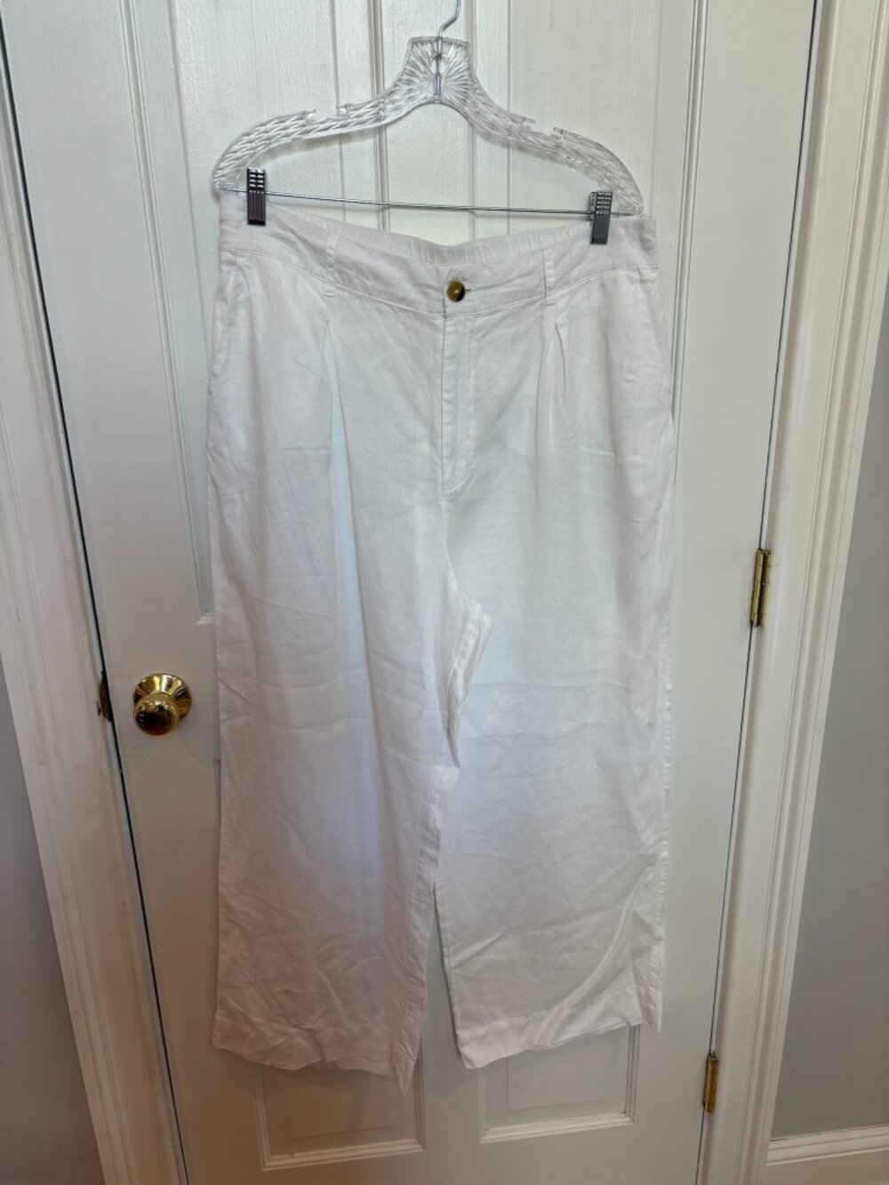 Joie, Wide-leg Linen White Pants, Size XL